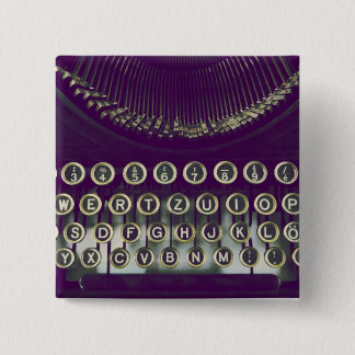 old fashioned typewriter 15 cm square badge