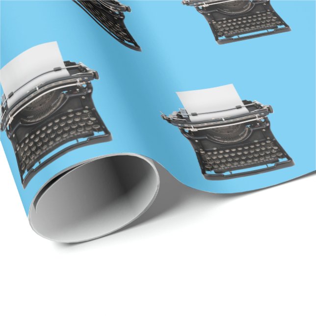 old-fashioned typewriter on aqua wrapping paper (Roll Corner)