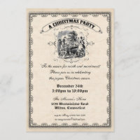 Old Fashioned Victorian Christmas Party Invitation
