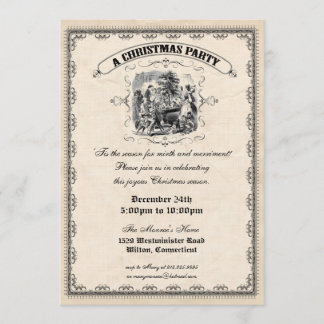 Old Fashioned Victorian Christmas Party Invitation