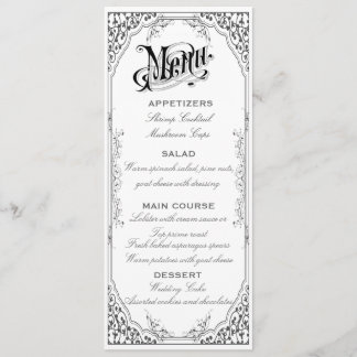 Old fashioned Victorian Menu