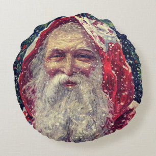 Old-fashioned Victorian Saint Nicholas Round Cushion