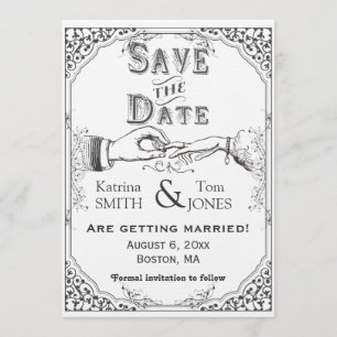 Old fashioned Victorian Save the Date Invitation