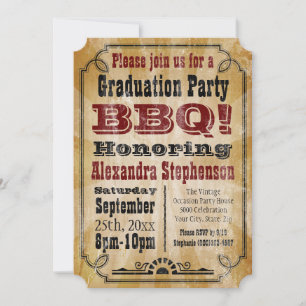 Old-Fashioned Vintage BBQ Graduation Party Invitation
