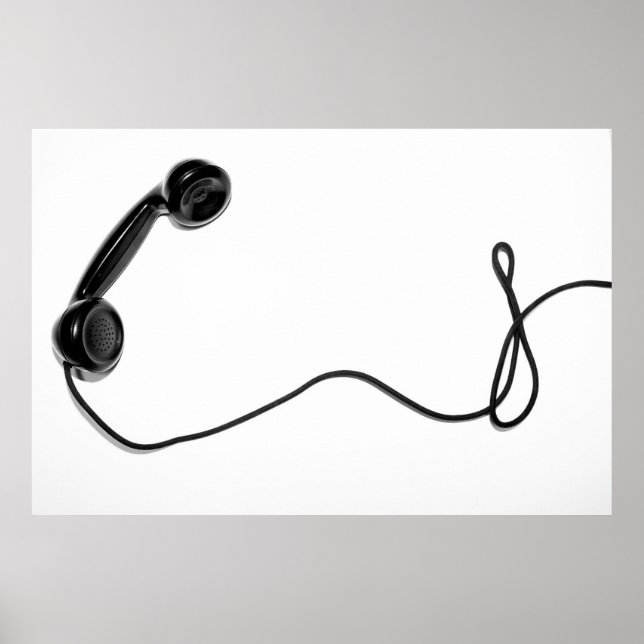 OLD FASHIONED VINTAGE BLACK TELEPHONE POSTER (Front)