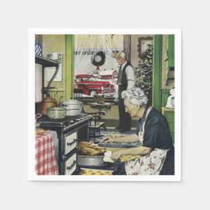 Old Fashioned Vintage Home Kitchen Christmas Napkin