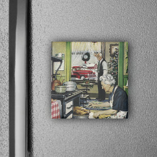 Old Fashioned Vintage Home Kitchen Holiday Magnet