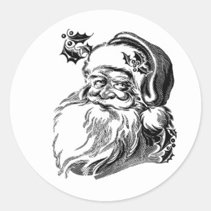 Old Fashioned Vintage Santa Claus Classic Round Sticker