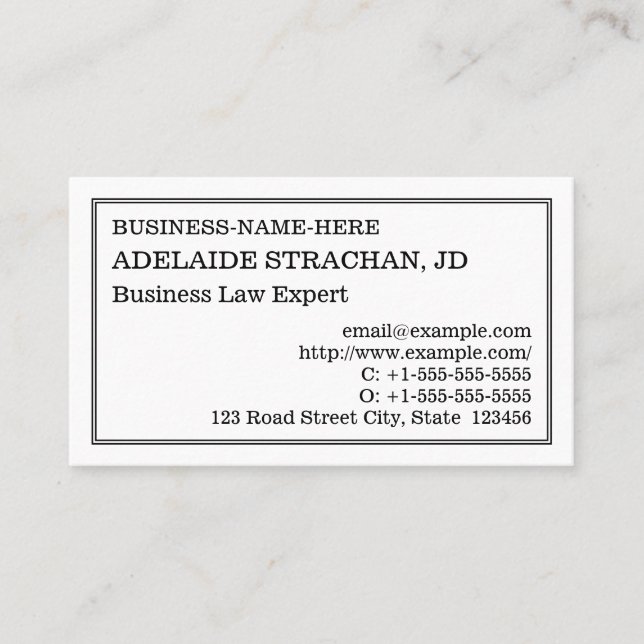 Old Fashioned, Vintage Style Business Card (Front)