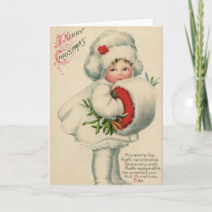 Old Fashioned Vintage Victorian Merry Christmas Holiday Card