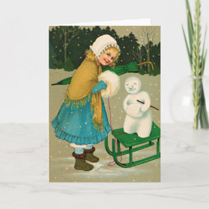 Old Fashioned Vintage Victorian Winter Christmas Holiday Card