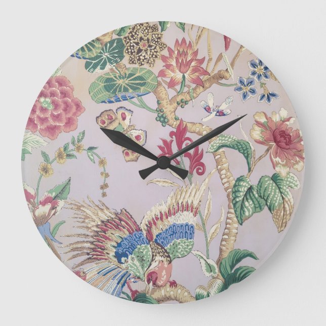 Old-fashioned Wallpaper Pattern Large Clock (Front)