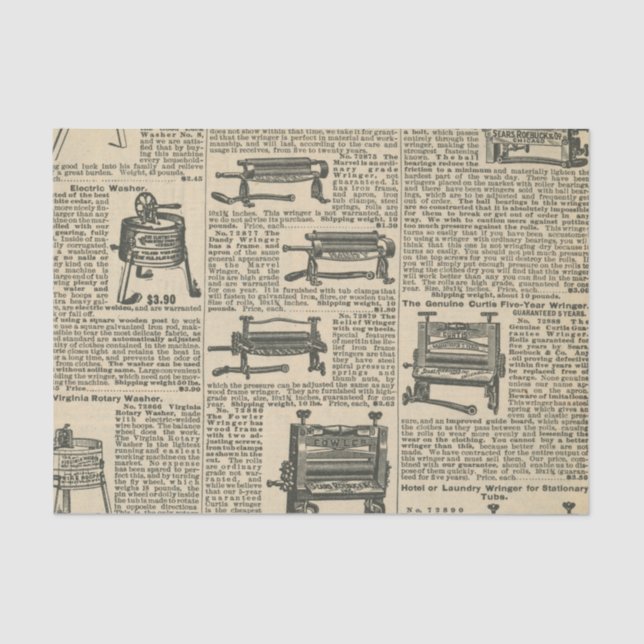 Old Fashioned Washers Catalogue Page  Tissue Paper (Front)