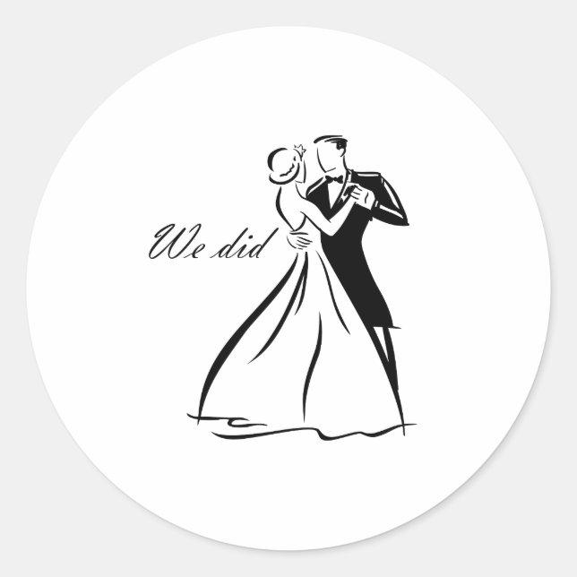 Old Fashioned Wedding Couple dancing Classic Round Sticker (Front)
