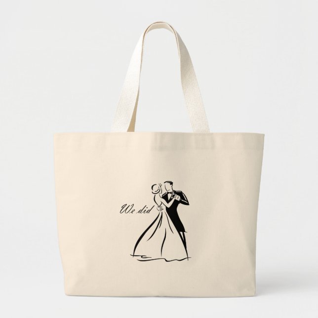 Old Fashioned Wedding Couple dancing Large Tote Bag (Front)