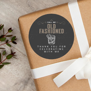 Old Fashioned Whiskey Bourbon Birthday Party Classic Round Sticker