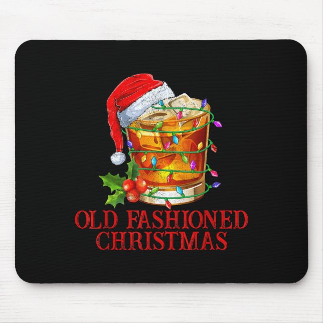 Old Fashioned Whiskey Christmas Funny Bourbon Tail Mouse Mat (Front)