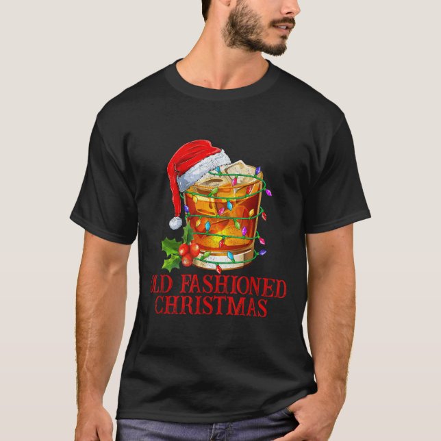 Old Fashioned Whiskey Christmas Funny Bourbon Tail T-Shirt (Front)