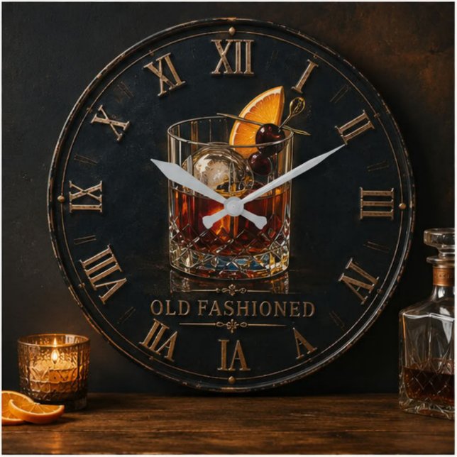 Old Fashioned Whiskey Cocktail Bar Decor  Large Clock (Creator Uploaded)