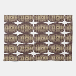 Old-fashioned Wine Barrel Pattern Tea Towel