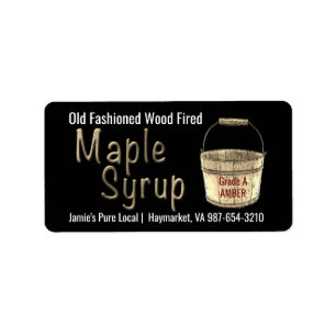 Old Fashioned Wood Fired Tap & Bucket Maple Syrup  Label