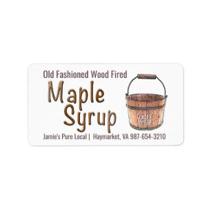 Old Fashioned Wood Fired Tap & Bucket Maple Syrup Label
