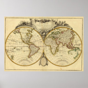 Old Fashioned World Map (1782) Poster