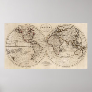 Old Fashioned World Map (1795) Poster