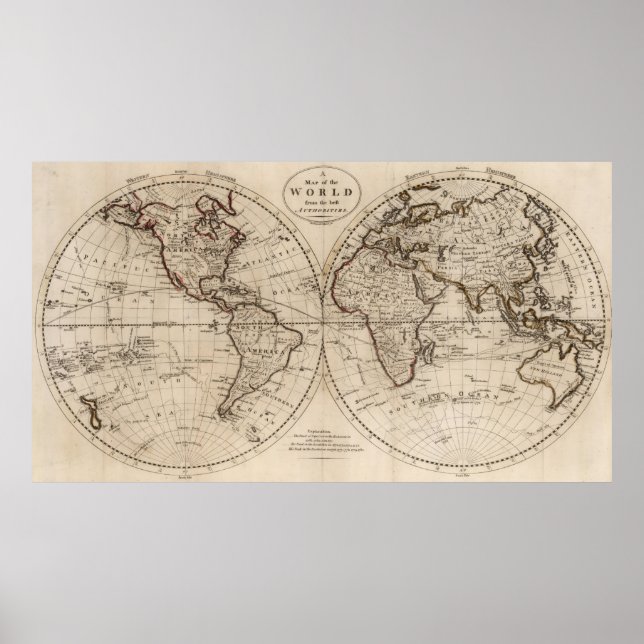 Old Fashioned World Map (1795) Poster (Front)