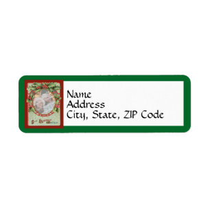 Old Fashioned Wreath Photo Christmas Frame Label