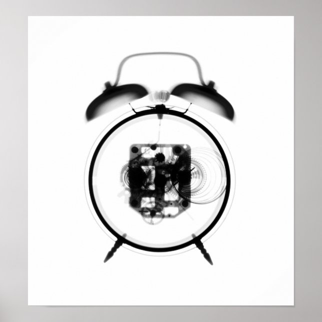 Old Fashioned X-Ray Clock Black White Poster (Front)