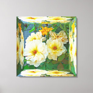 Old Fashioned Yellow Rose - Mirror Box Canvas Print