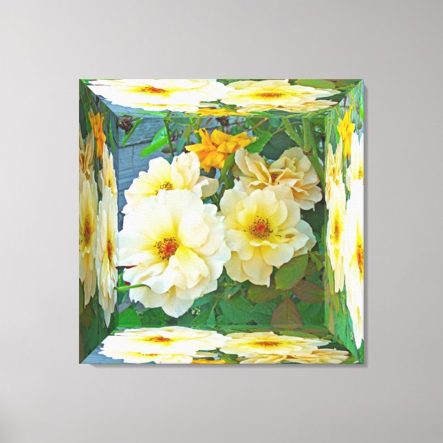 Old Fashioned Yellow Rose - Mirror Box Canvas Print (Front)
