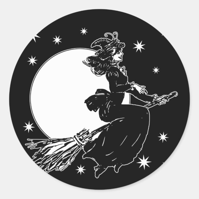 Old Fashoned Witch Classic Round Sticker (Front)