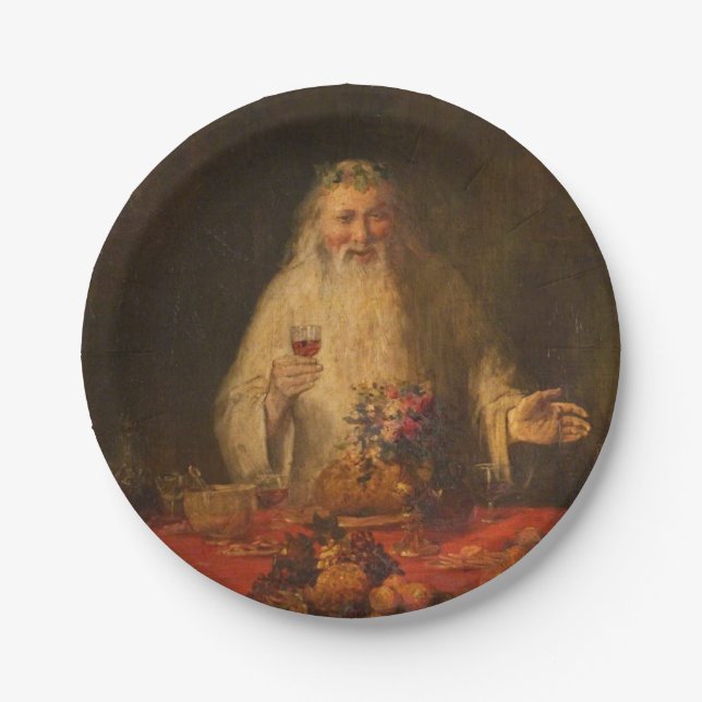 Old Father Christmas (Santa Claus) Paper Plate (Front)