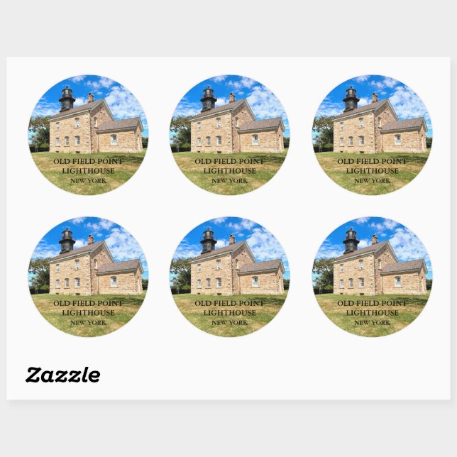 Old Field Point Lighthouse New York Round Stickers (Sheet)