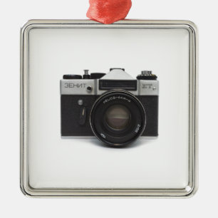 Old film camera metal tree decoration