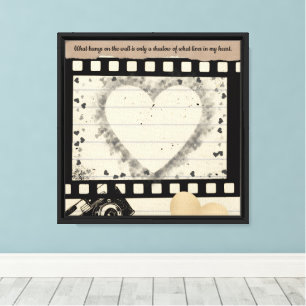 Old Film Love Heart Canvas – Vintage Romance Wall Print