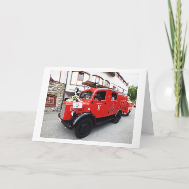 Old fire truck holiday card (Front)