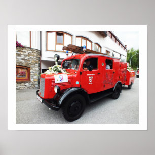 Old fire truck poster