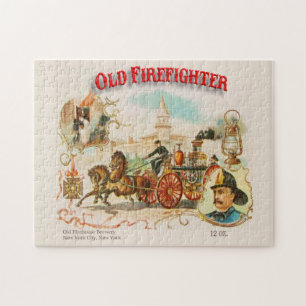 Old Firefighter Vintage Victorian Label Puzzle