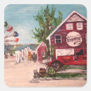 Old Firehouse, Geneva Painting on a sticker