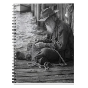 Old Fisherman Dockside Portrait Notebook