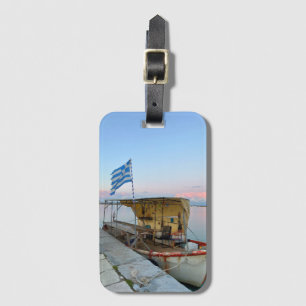 Old Fishing Boat Greek Flag Zakynthos Greece Luggage Tag