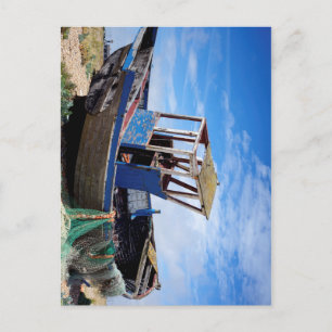 Old fishing boat. postcard
