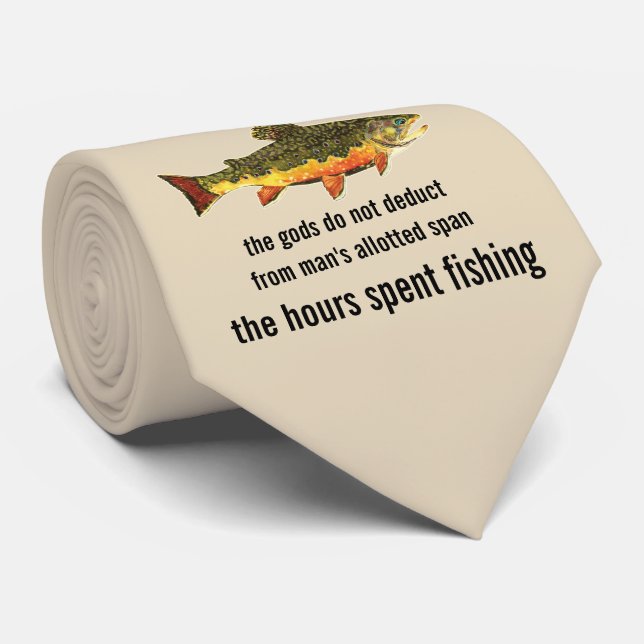 Old Fishing Saying Brook Trout Angler's Tie (Rolled)