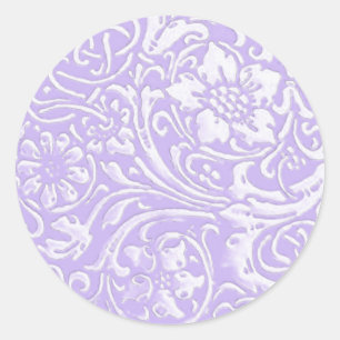 Old Floral, Purple Classic Round Sticker