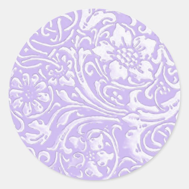 Old Floral, Purple Classic Round Sticker (Front)