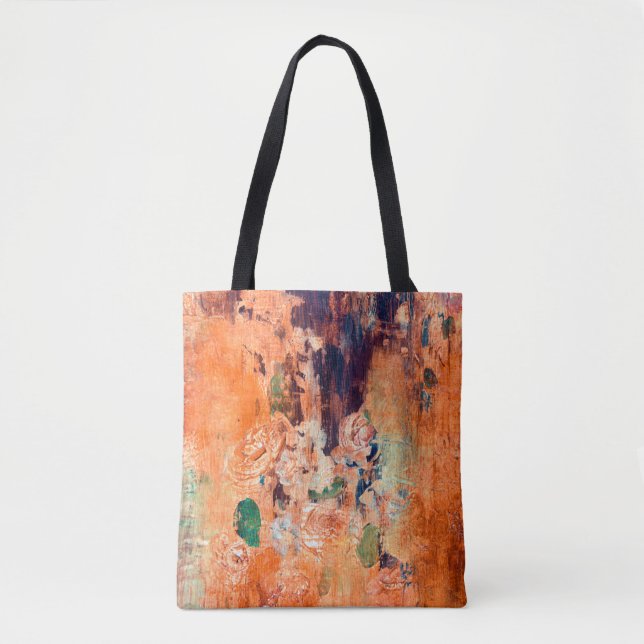 Old floral wallpaper grunge backround with vignett tote bag (Front)