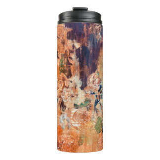Old floral wallpaper, grunge vignette. thermal tumbler